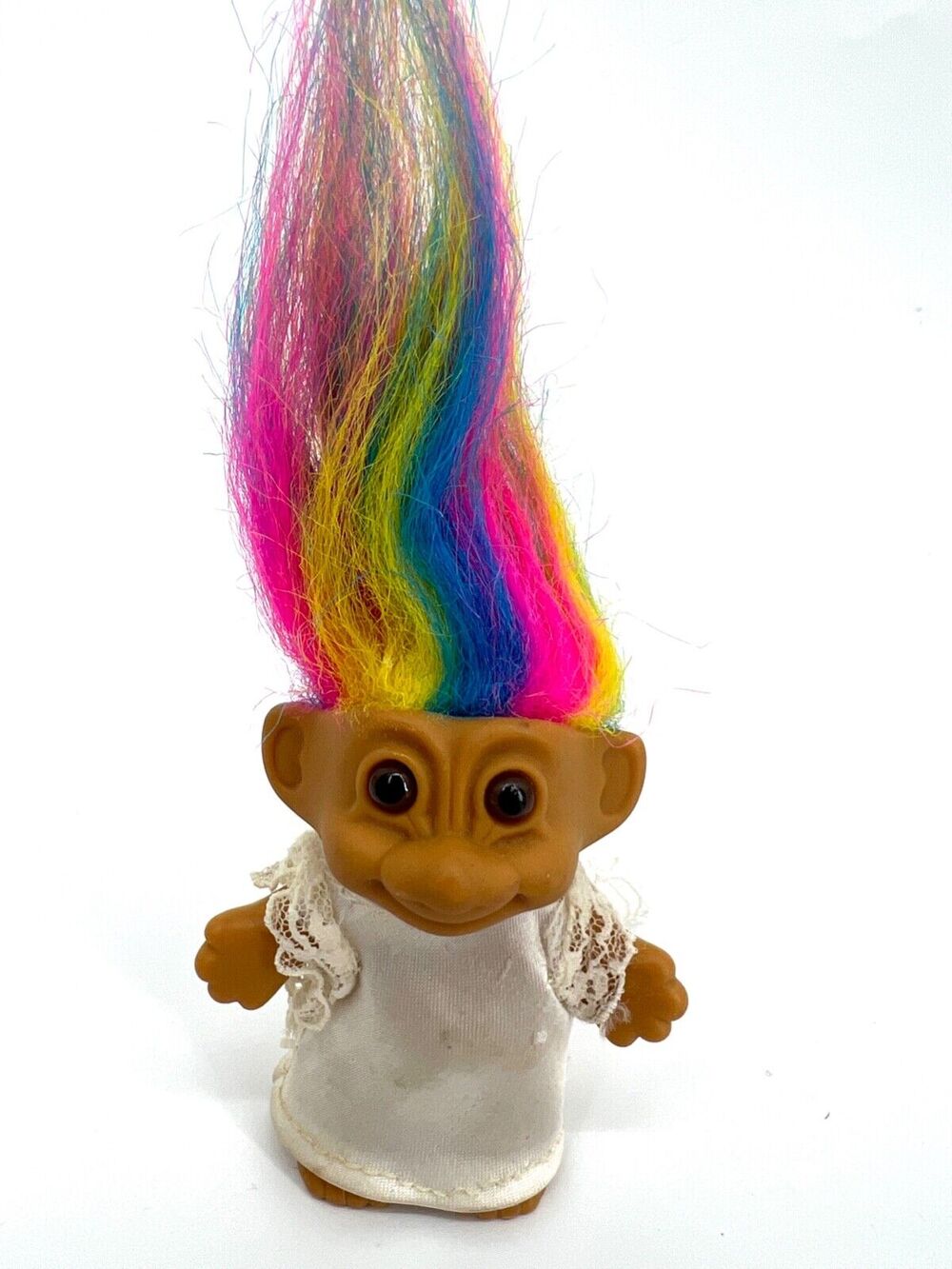 Vintage Russ Lucky Troll Doll Rainbow Hair Brown Eyes Bride
